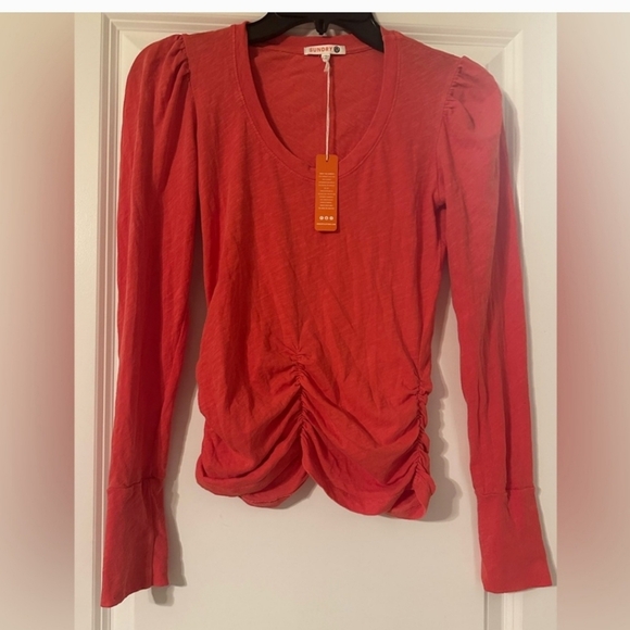 Sundry long sleeve Rouched top size small NWT CORAL Color - Picture 1 of 6
